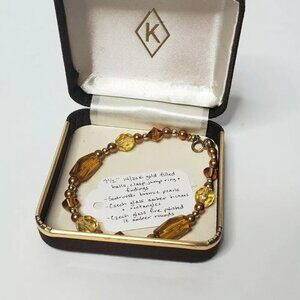 Women's 7.5 Beaded Bracelet 14 K Swarovski Amber